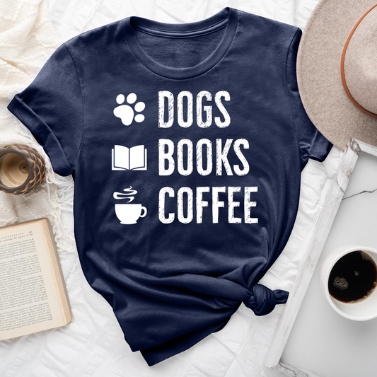 Dogs Books Coffee Tee