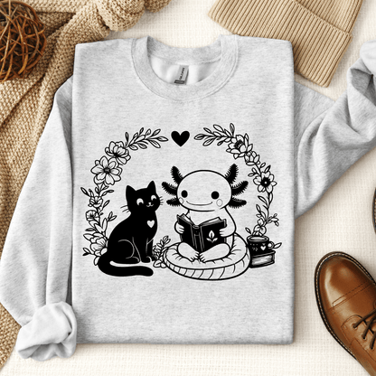 Axolotl & Cat Reading Crewneck