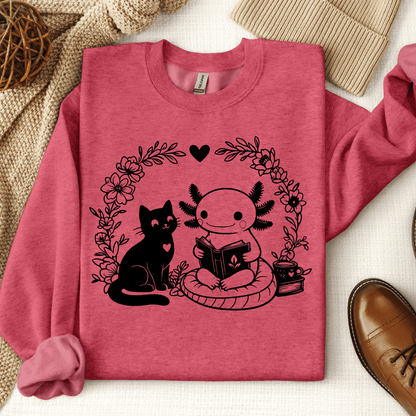 Axolotl & Cat Reading Crewneck