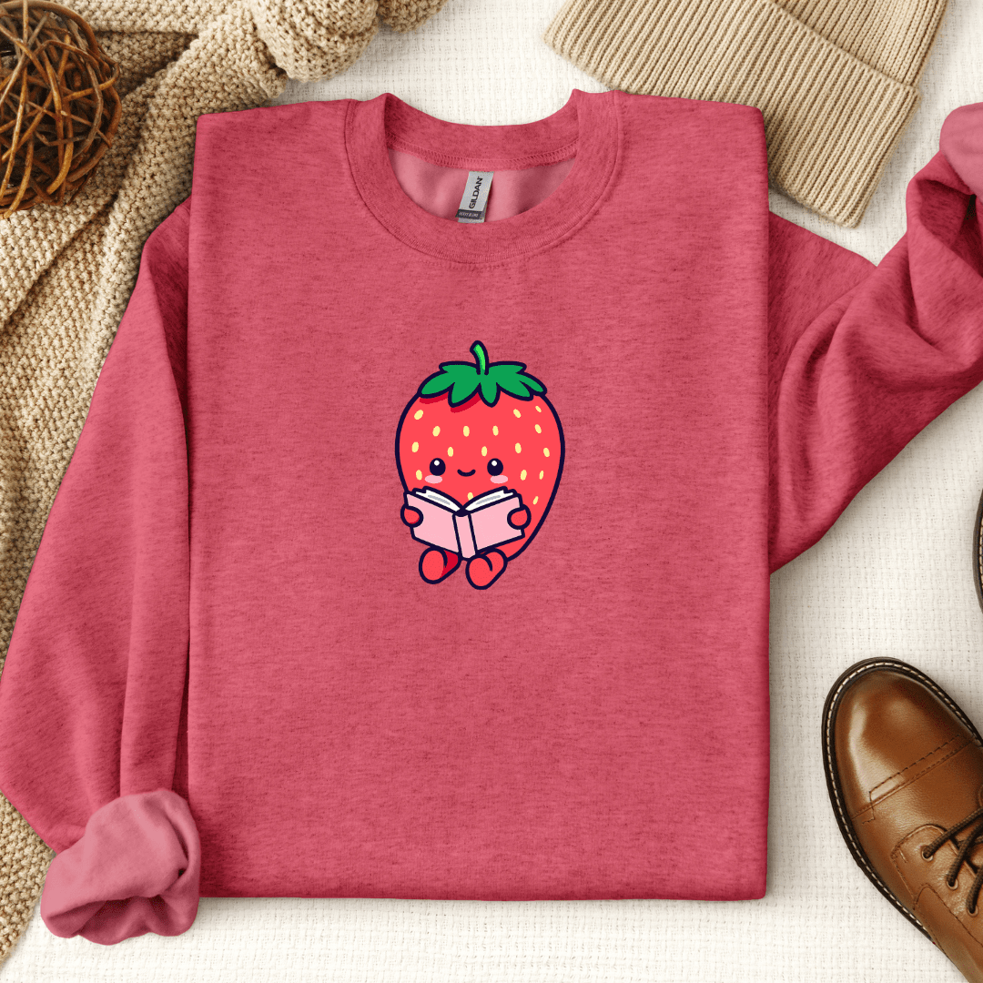 Cute Bookish Strawberry Crewneck