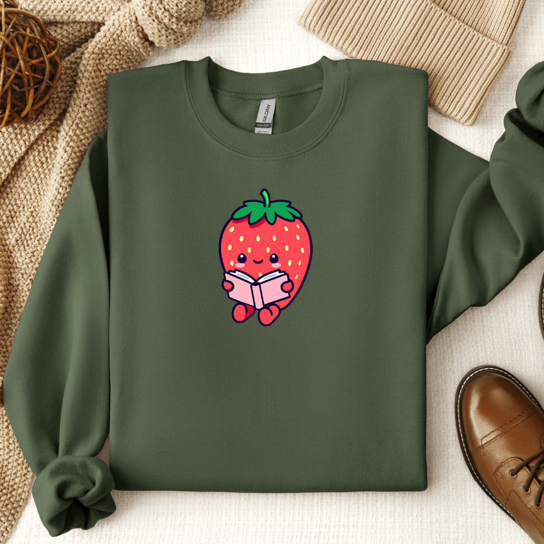 Cute Bookish Strawberry Crewneck