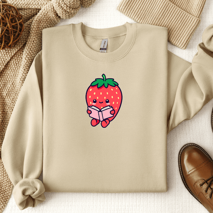 Cute Bookish Strawberry Crewneck