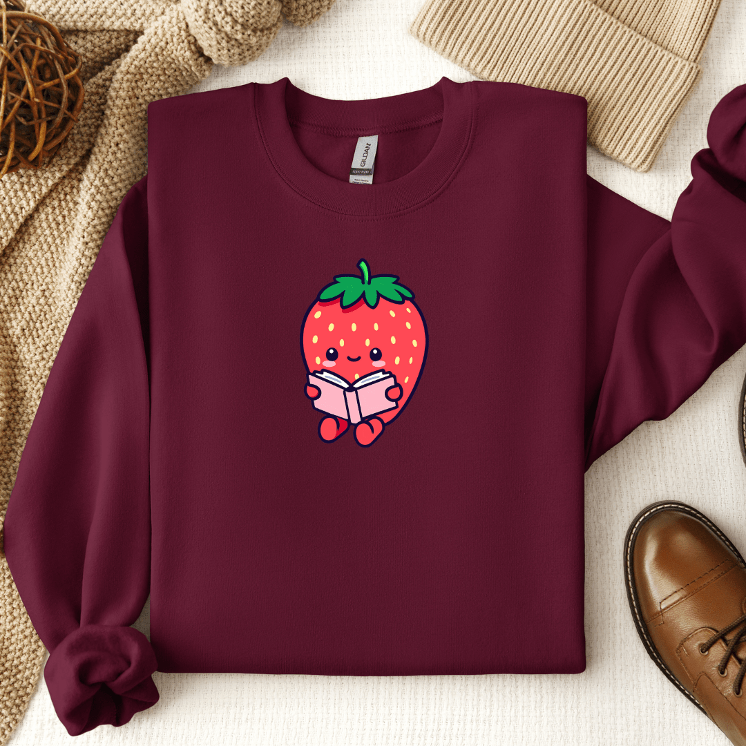 Cute Bookish Strawberry Crewneck