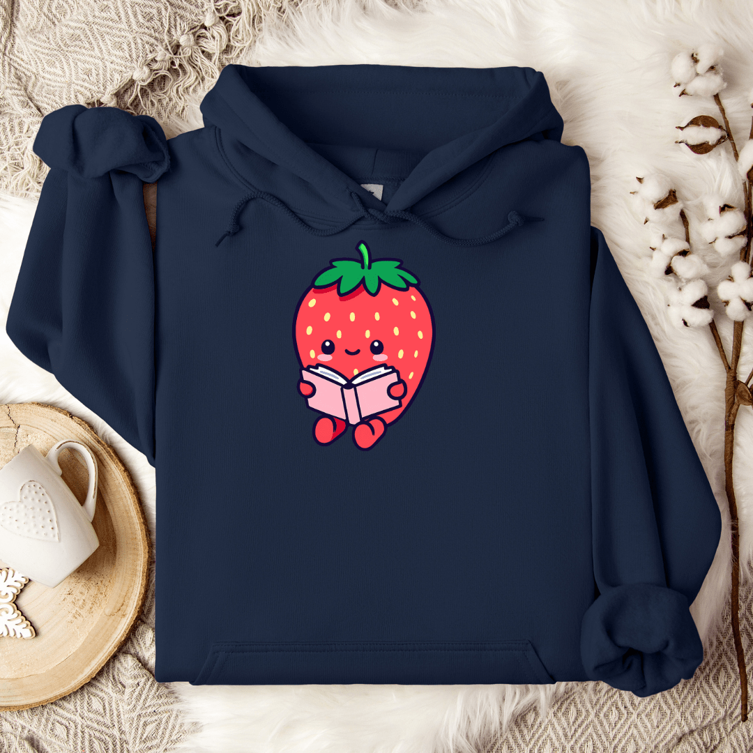 Cute Bookish Strawberry Hoodie