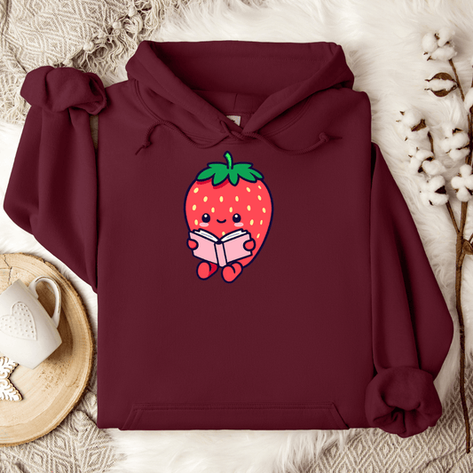 Cute Bookish Strawberry Hoodie