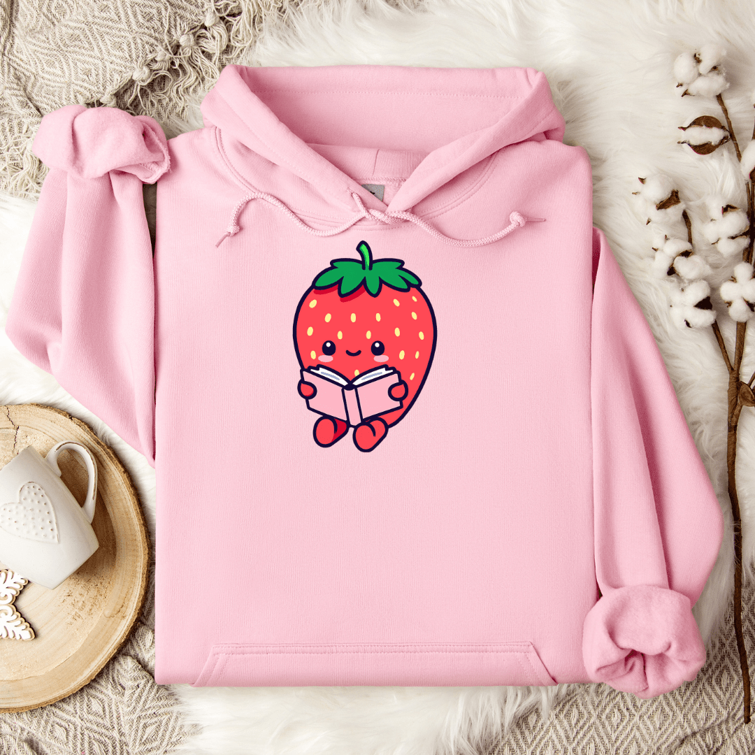 Cute Bookish Strawberry Hoodie