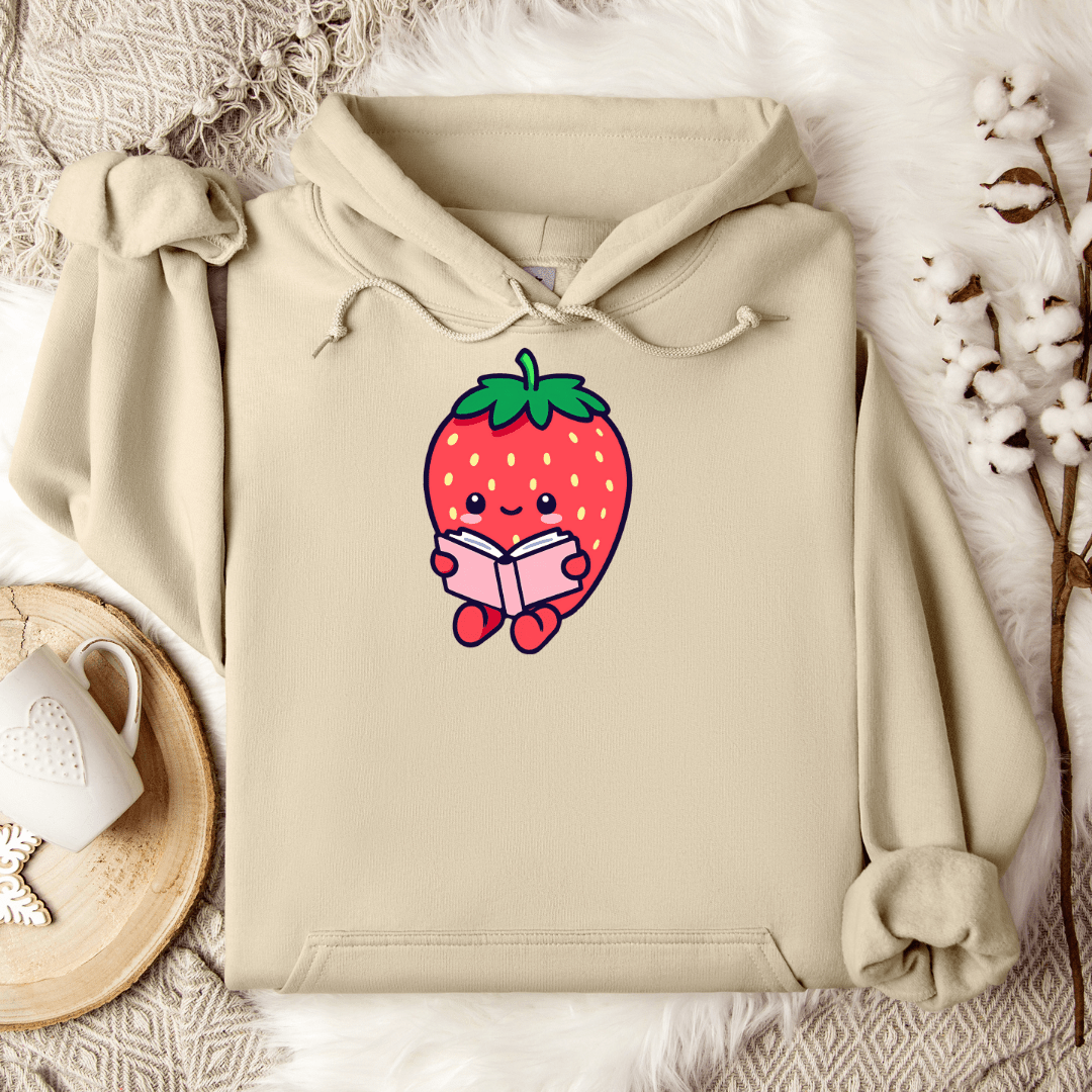 Cute Bookish Strawberry Hoodie