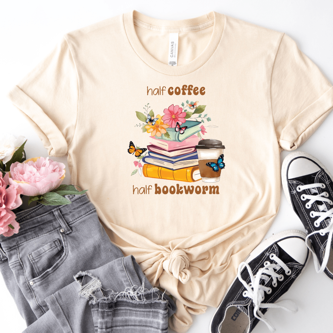 Half Coffee Half Bookworm Tee