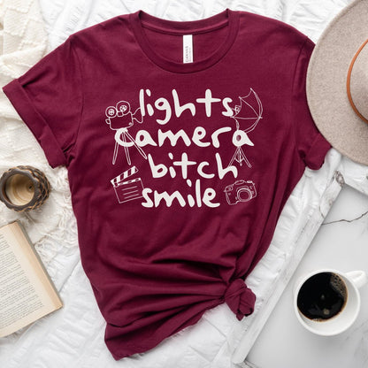 Lights Camera Smile Tee