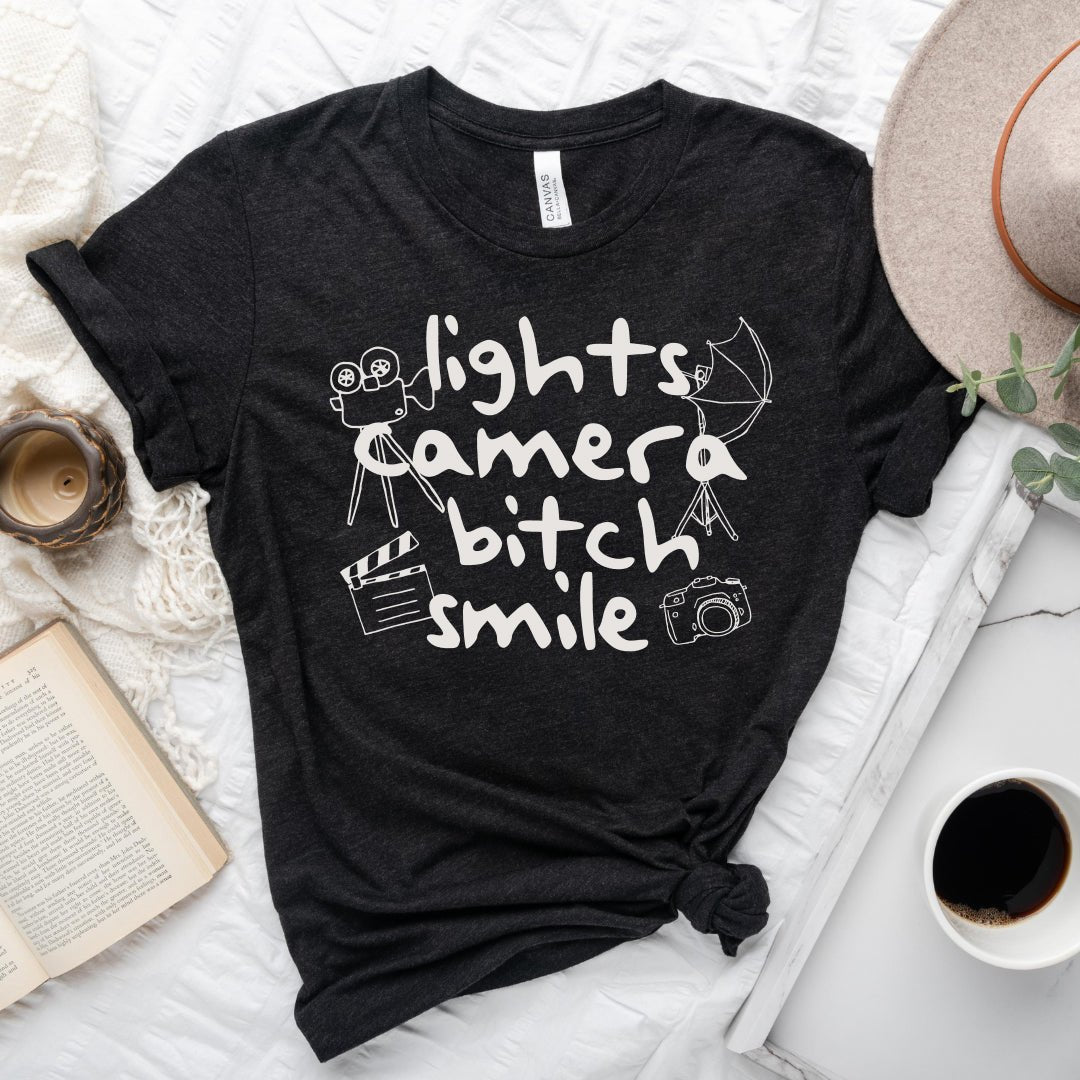 Lights Camera Smile Tee