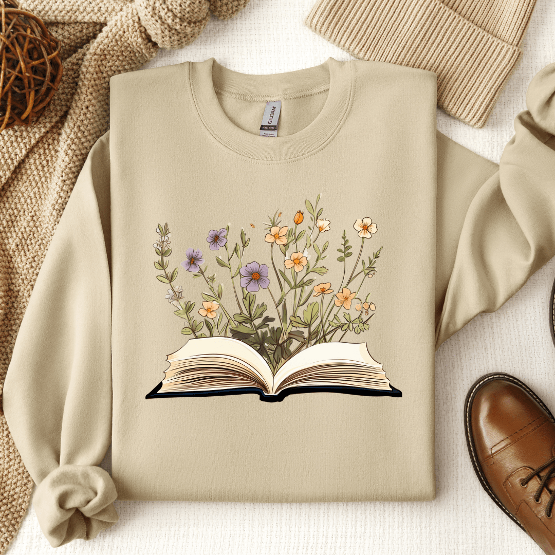 Open Book Flowers Crewneck