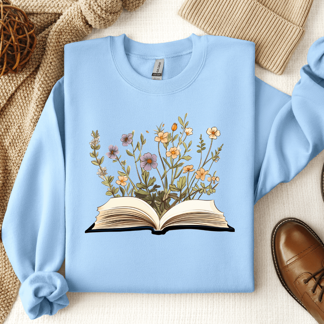 Open Book Flowers Crewneck