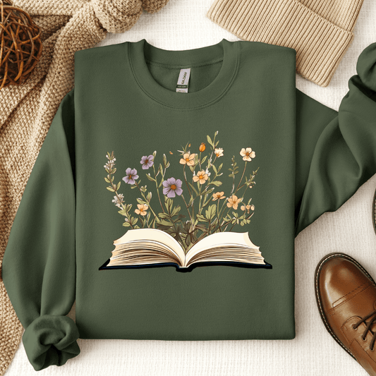 Open Book Flowers Crewneck