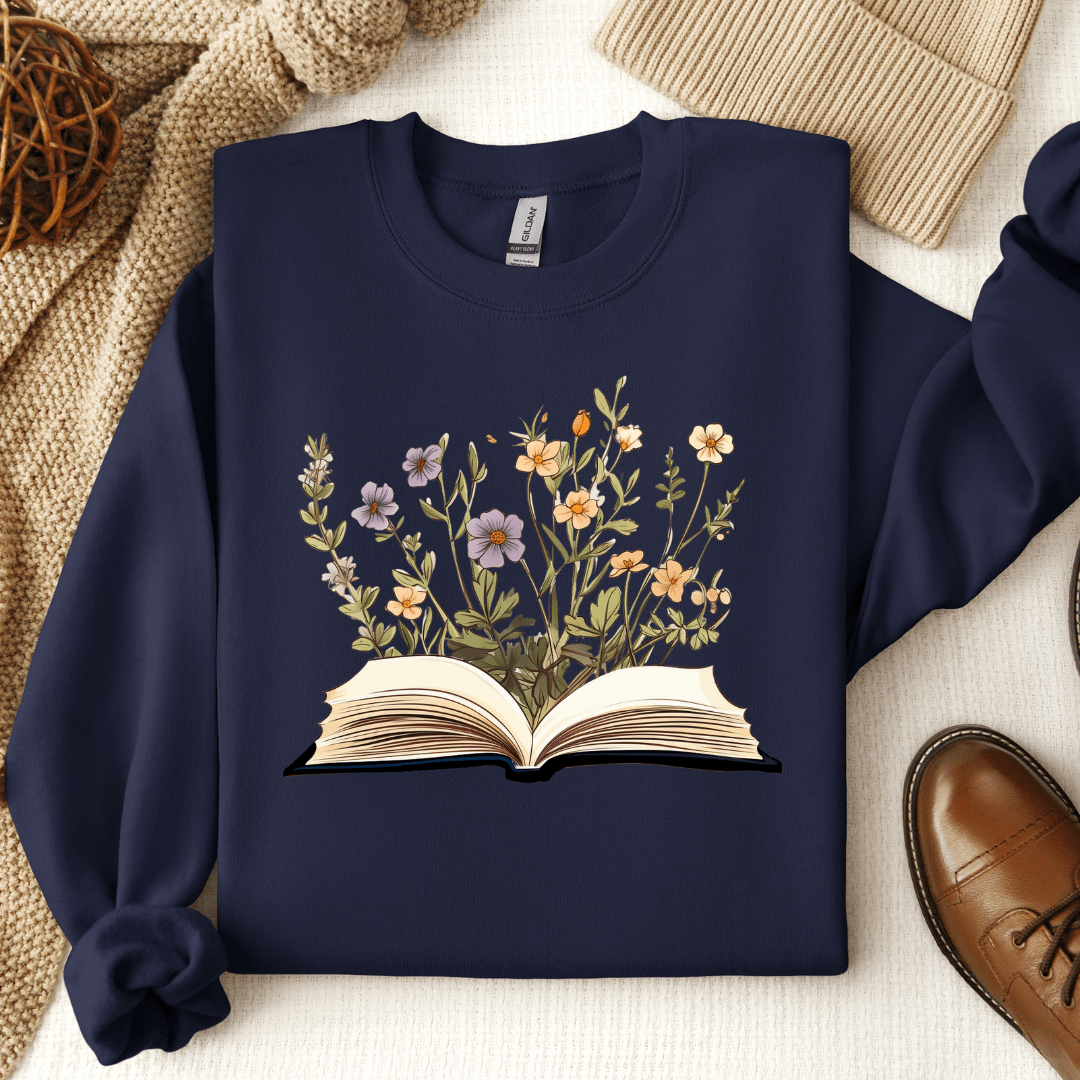 Open Book Flowers Crewneck