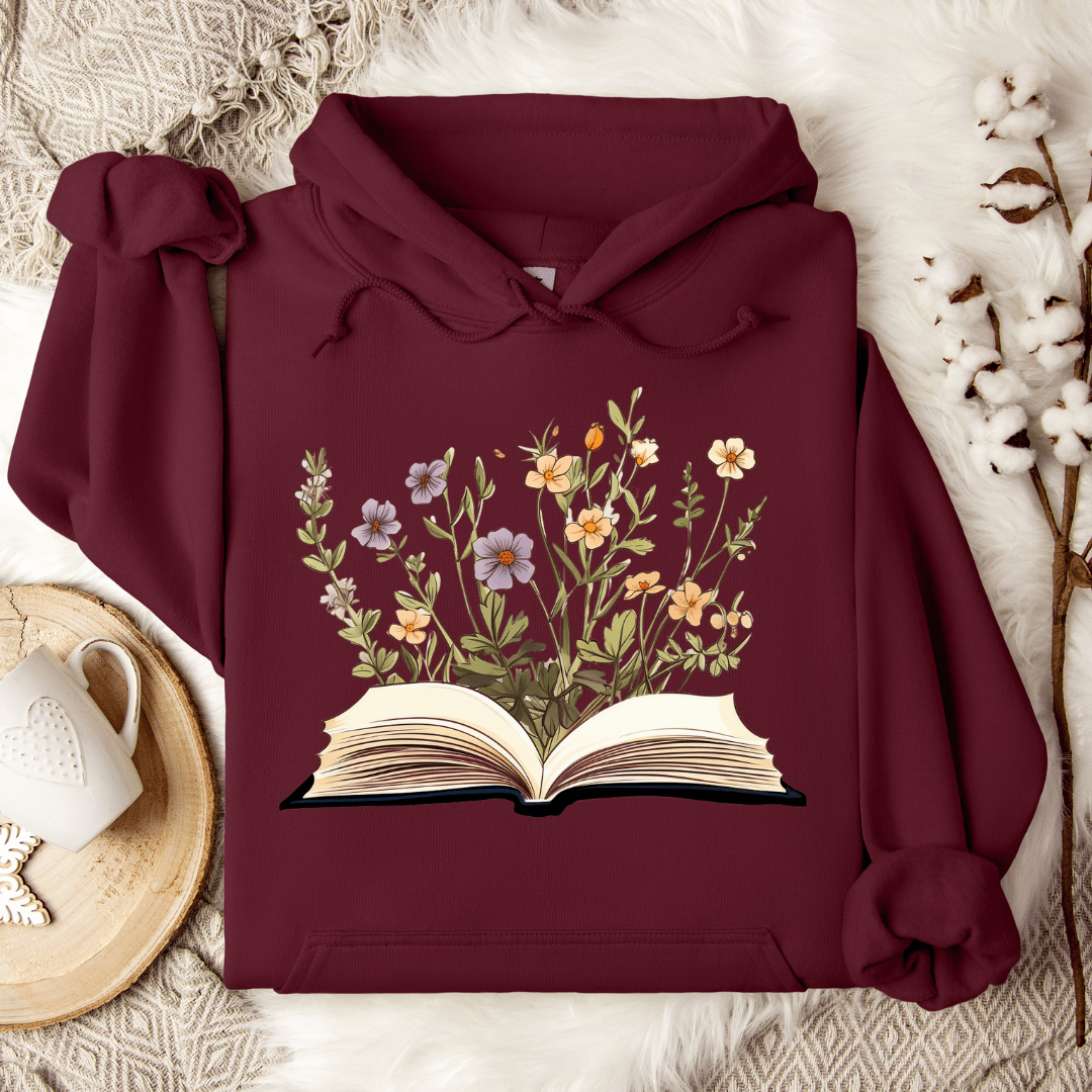 Open Book Flowers Hoodie