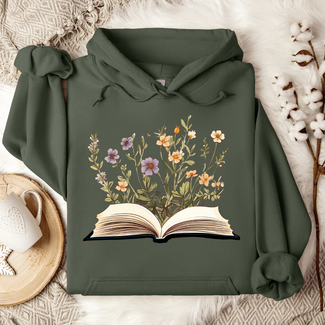 Open Book Flowers Hoodie