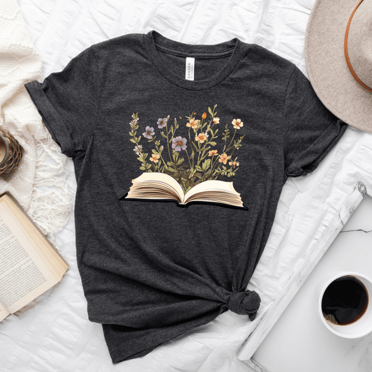 Open Book Flowers Tee