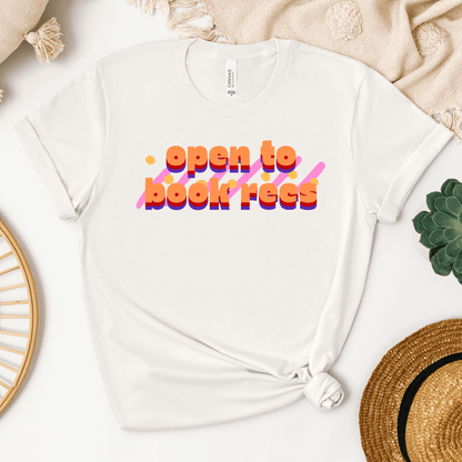 Open To Book Recs Tee