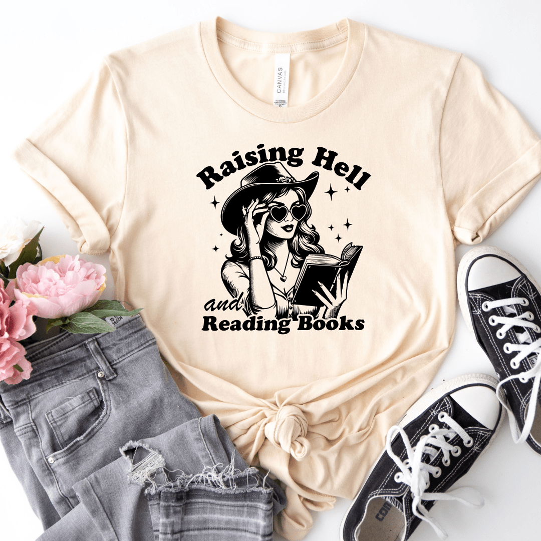 Raising Hell And Reading Books Tee