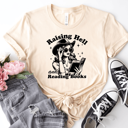 Raising Hell And Reading Books Tee